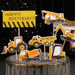 1set Construction Cake Topper Multi Type Excavator Bulldozer Toppers for Boy's Birthday Party Cake Decorations DIY Cake Supply