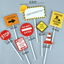 1set Construction Cake Topper Multi Type Excavator Bulldozer Toppers for Boy's Birthday Party Cake Decorations DIY Cake Supply