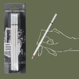 3 Pcs White Sketch Charcoal Pencils Soft/Medium/Hard White Charcoal Wooden Pencils for Artist Drawing Sketching Blending 24BB
