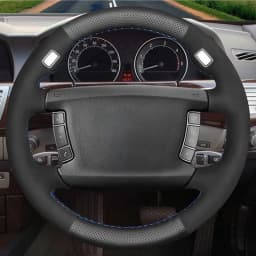 Black Genuine Leather Suede Car Steering Wheel Cover For BMW 7 Series E65 E66 730Li 740Li 745Li 750Li 755ih 760Li 2001-2008
