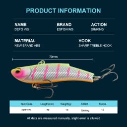 ESFISHING Vibration Wobbler Hard Bait DEFO VIB 70mm 90mm Sinking ICSA Artificial Wobblers For Pike Perch Trout