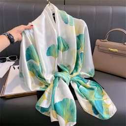 180*90cm Large Silk Satin Scarf Hijab Women Print Spring New Shawl Wrap Female Hand Foulard Pashmina Travel Echarpe 2022 NEW
