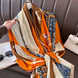 180*90cm Large Silk Satin Scarf Hijab Women Print Spring New Shawl Wrap Female Hand Foulard Pashmina Travel Echarpe 2022 NEW