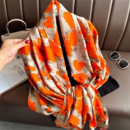 180*90cm Large Silk Satin Scarf Hijab Women Print Spring New Shawl Wrap Female Hand Foulard Pashmina Travel Echarpe 2022 NEW