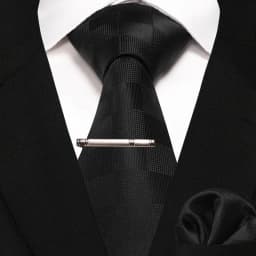 JEMYGINS New Fashion Black Plaid Men's Tie 8cm Silk Business Necktie Handkerchief Tie Clips Set Wedding Party Tie Gift For Men