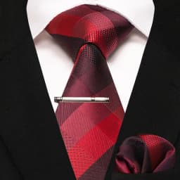 JEMYGINS New Fashion Black Plaid Men's Tie 8cm Silk Business Necktie Handkerchief Tie Clips Set Wedding Party Tie Gift For Men