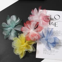 5PC 3D Organza Artificial Flowers Head For Home Wedding Decoration Gradient Bridal Headwear DIY Clothing Making Hair Accessories