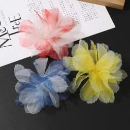 5PC 3D Organza Artificial Flowers Head For Home Wedding Decoration Gradient Bridal Headwear DIY Clothing Making Hair Accessories