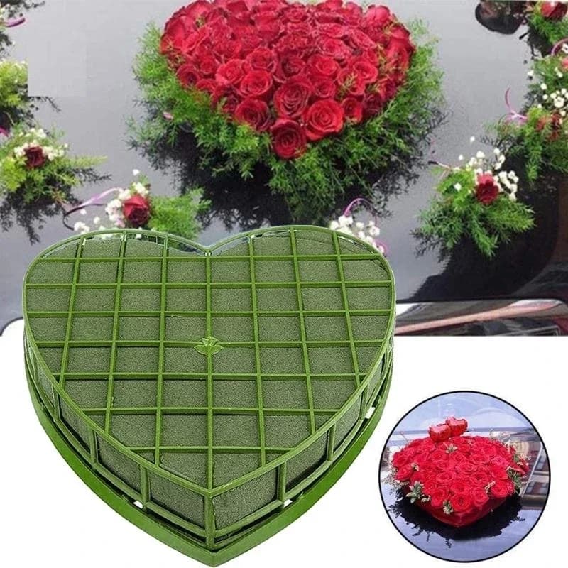 Wedding Car Heart Flower Foam Cage Box with Suction Cup Green Styrofoam Wet Floral Block Artificial Mud Florist Party 87HA