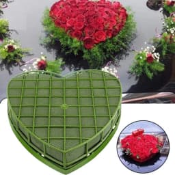 Wedding Car Heart Flower Foam Cage Box with Suction Cup Green Styrofoam Wet Floral Block Artificial Mud Florist Party 87HA