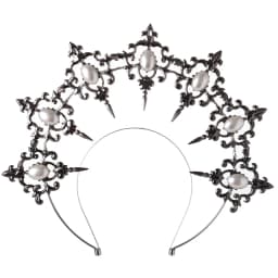Gothic Lolita Black Rose Devil Feather Wings Gorgeous Vintage Mary Baroque Tiara Headwear Goddess Sun Halo Headband