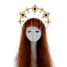 Gothic Lolita Black Rose Devil Feather Wings Gorgeous Vintage Mary Baroque Tiara Headwear Goddess Sun Halo Headband