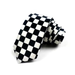 Polyester Slim Necktie Black White Checkered Ties For Men Women School Boys Girls Lazy Tie Wedding Formal Uniform Shirt Cravat