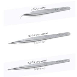Tweezer QIANLI MEGA-IDEA 7-SA Bent Tip 0.15mm 00-SA Non-Magnetic Stainless Steel Short Pointed SS-SA Long Pointed Repair Clip