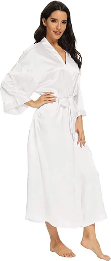 Bathrobe Women Extra Long Sleepwear Robes Silky Robe Charming Night Robe Lengthened Casual Sleepwear Robes Homewear Kimono Robe