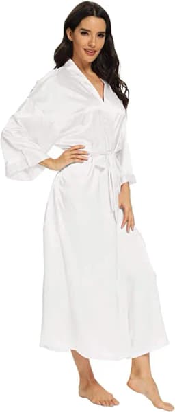 Bathrobe Women Extra Long Sleepwear Robes Silky Robe Charming Night Robe Lengthened Casual Sleepwear Robes Homewear Kimono Robe