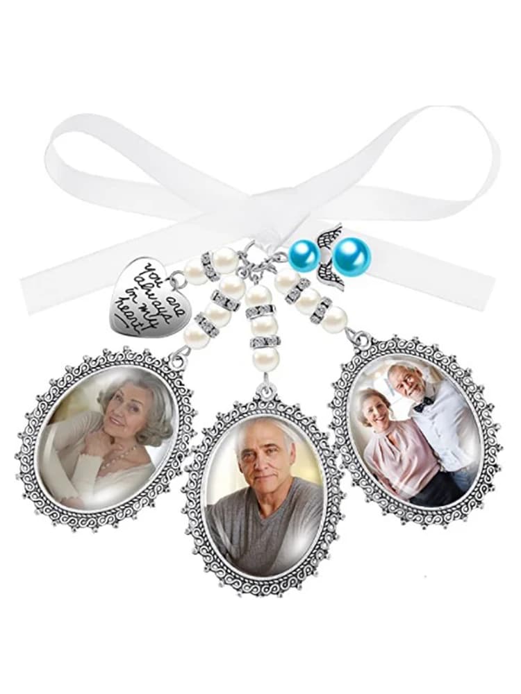 Bridal Bouquet Heart Photo Frame Memory Charm Wedding With Heart Beads Handmade