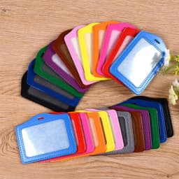 PU Leather Material Card Sleeve Sets Women ID Badge Case Clear Bank Credit Card Badge Holder Bags School Student Bus Card Cover