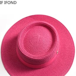 New Summer Straw Sun Hats for Women Ladies Fashion Flat Brim Ribbon Beach Hat Travel Dress Cap Chapeau Femme