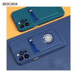 Card Slot Wallet Holder Cover for Samsung S23 S25 Ultra S24 Plus S20 FE Note 20 10 Pro Candy Color Silicone Magnetic Ring Case