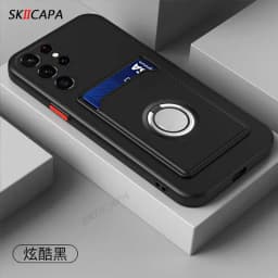 Card Slot Wallet Holder Cover for Samsung S23 S25 Ultra S24 Plus S20 FE Note 20 10 Pro Candy Color Silicone Magnetic Ring Case