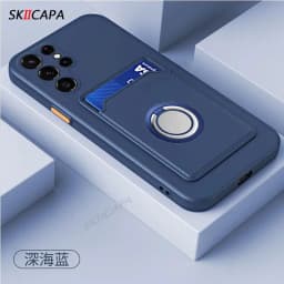 Card Slot Wallet Holder Cover for Samsung S23 S25 Ultra S24 Plus S20 FE Note 20 10 Pro Candy Color Silicone Magnetic Ring Case