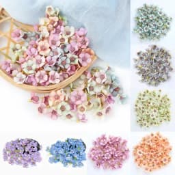 100PCS 2cm Mini Artificial Flowers Fake Flower Heads Craft Daisy Silk Flower for Crown Scrap Wedding DIY Garland Headdress Decor