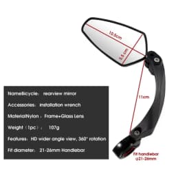 WEST BIKING Bicycle Rear View Mirror 360 Degree Rotate for Bike MTB Bicycle Electrical Bike Wide-Range Adjustable Angles Mirror