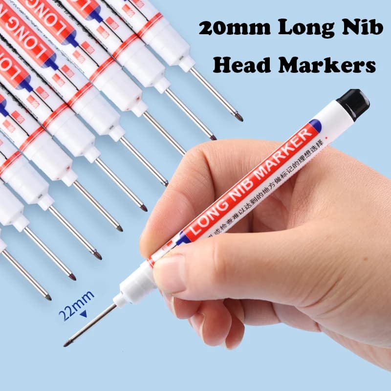 20MM Long Nib Marker Pens Waterproof Deep Hole Head Four Color 6Pcs/Set Markers For Metal Woodworking Marker Tools Art Supplies