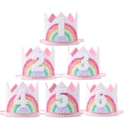Felt Rainbow Crown Girl Birthday Party Headband 1st 2nd 3rd Birthday Party Decorations Kids Number Hat Baby Shower Unicorn Party