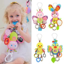 Soft Animal Handbells Rattles Butterfly Rabbit Duck Plush Infant Baby Development Handle Toys Hot Selling WIth Teether Baby Toy