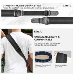 LEKATO LGS-2 Bass Guitar Strap with 6 Pick Adjustable Cowhide Acoustic Electric Bass Strap Guitar Belt Guitar parts Accessories