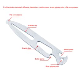 Marine RV Accessorie 316 Stainless Steel Boat Deck Key Shackle Key Multi-functional Bottle Opener Screw Driver Emergency Toolkit