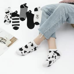 5 Pairs Spring Summer Thin Fashion Women Sock Cartoon Cow Harajuku Kawaii Cute Girl Happy Funny Boat Socks
