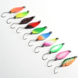 ALLBLUE Trout Lure 2.4g 27mm Metal Brass Copper Colorful Fishing Mini Spoon Bait Freshwater Stream Tackle for Chub Perch Salmon