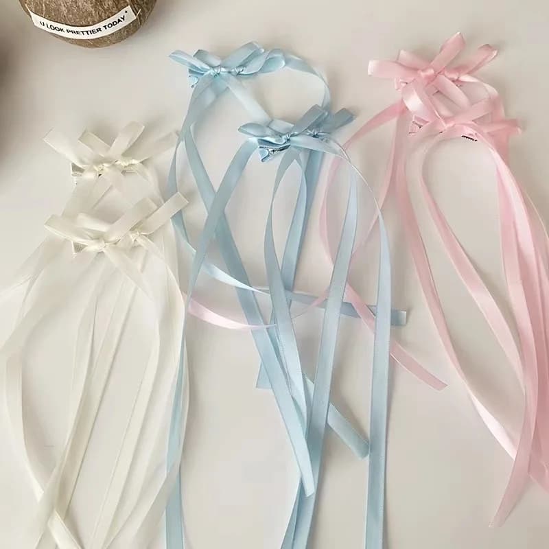 2Pcs Fashion Long Ribbons Braided Bows Hair Clips Hairpins For Women Girls Ponytails Holder Cute Headwear Hair Accessories