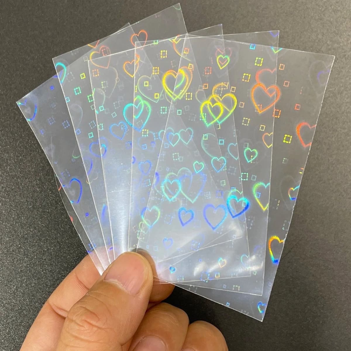 50PCS 58x87mm Laser Stars Hearts Rainbow Butterfly Game Idol Card Protector Holographic Clear Card Film Sleeves Cover