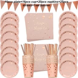 78pcs Rose Gold Birthday Decorations Disposable Tableware Set Paper Cup Plate Wedding Party Decorations Kids Babyshower