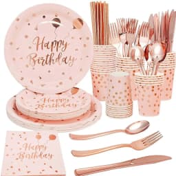 78pcs Rose Gold Birthday Decorations Disposable Tableware Set Paper Cup Plate Wedding Party Decorations Kids Babyshower