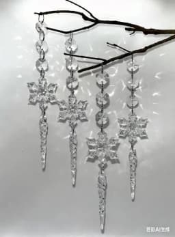 12PCS Snowflake Transparent Acrylic Crystal Hanging Ornament Christmas Festival Decoration Home Decor Christmas Tree Decoration