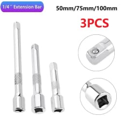 3pcs 1/4 Inch Socket Ratchet Wrench Extension Bar 50/75/100mm Long Bar Steering Sleeve Connecting Rod Socket Extender hand tool