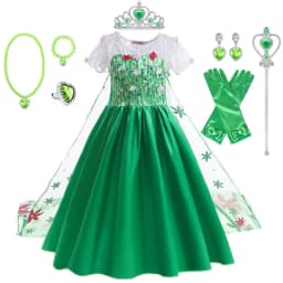 Elsa Dress Girl Princess Dress Cosplay Costume Dresses Baby Kids Clothes Fantasia Vestidos Green For Children