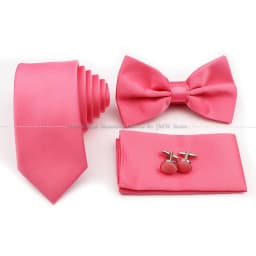 Hot Sale Purple Pink Sage Green Tie Set Polyester Necktie Bowtie Cufflink Brooch For Groom Suit Wedding Cravat Shirt Accessory