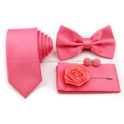 Hot Sale Purple Pink Sage Green Tie Set Polyester Necktie Bowtie Cufflink Brooch For Groom Suit Wedding Cravat Shirt Accessory