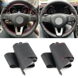 Hand Braid Car Steering Wheel Cover For Mercedes Benz W176 W246 W205 C117 C218 X218 W213 X156 X253 W166 X166 W447 Leather Trim