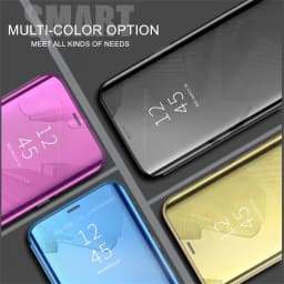 Case For iPhone 17 Pro Max Air 16 15 14 13 12 Pro Max Luxury Smart Mirror Flip Leather Plating Stand Case