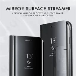 Case For iPhone 17 Pro Max Air 16 15 14 13 12 Pro Max Luxury Smart Mirror Flip Leather Plating Stand Case