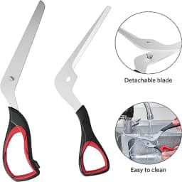 Multifunctional Pizza Scissors Stainless Steel Blade Detachable Cutting Tools Ergonomic Grip Black&Red for Restaurant Kitchen