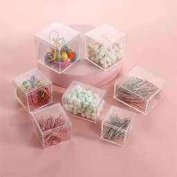12Pc Clear Acrylic Candy Box Transparent Plastic Square Cube Cake Dessert Box Chocolate Packaging Storage Containers Display Box