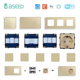 BSEED 1/2/3Gang WIFI Touch Switch Part Only Glass Panel Smart Dimmer Curtain Switch Function DIY Part EU Wifi Socket Parts